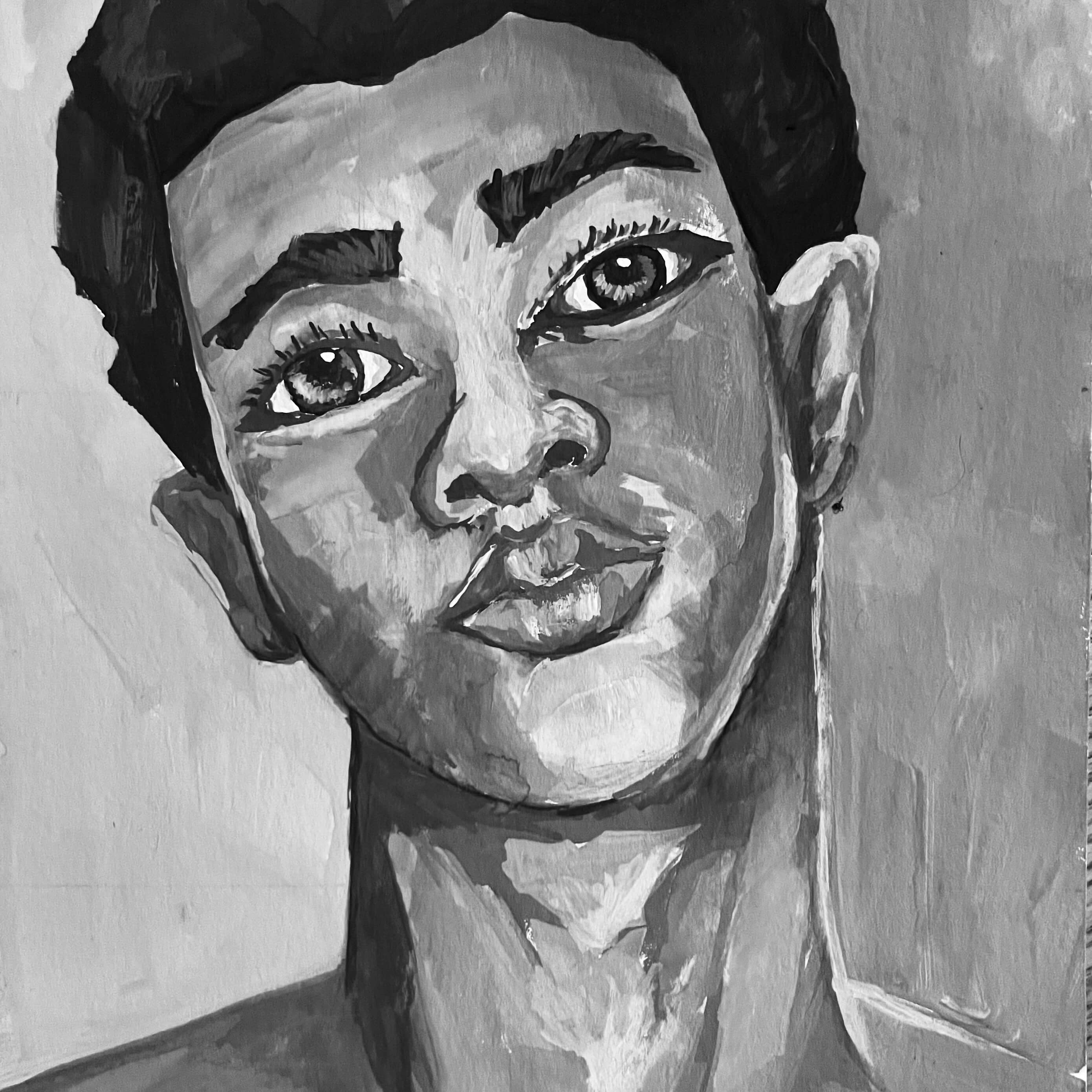 Painted portrait of a face